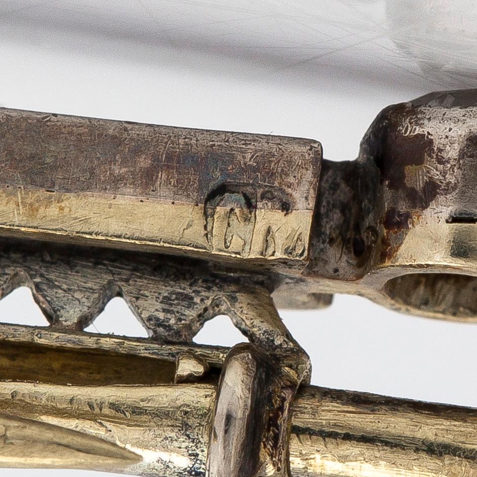 Brooch in 14K gold/silver with old-cut diamonds. Russia around year 1900.