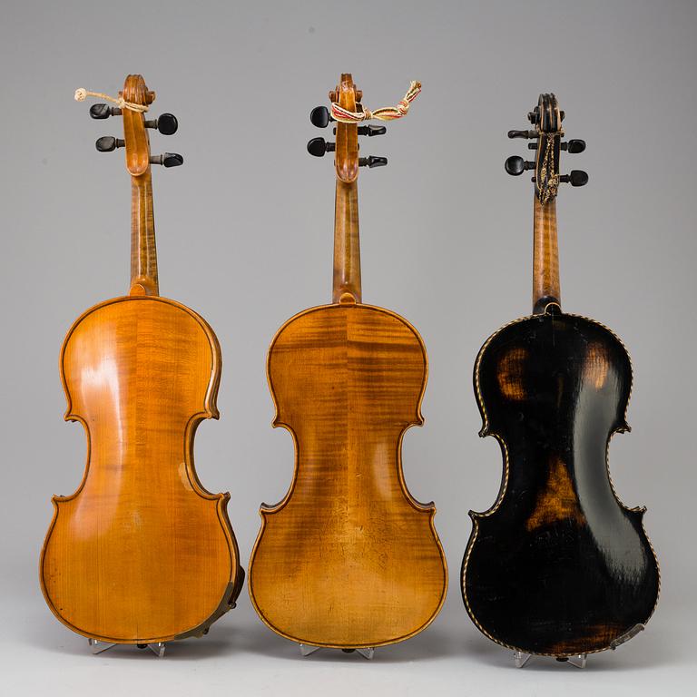 Three Swedish first half of the 20th century violins.