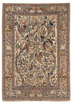 A carpet, semi-antique Esfahan, part silk, signed Eshan doust, ca226,5 x 126 cm.