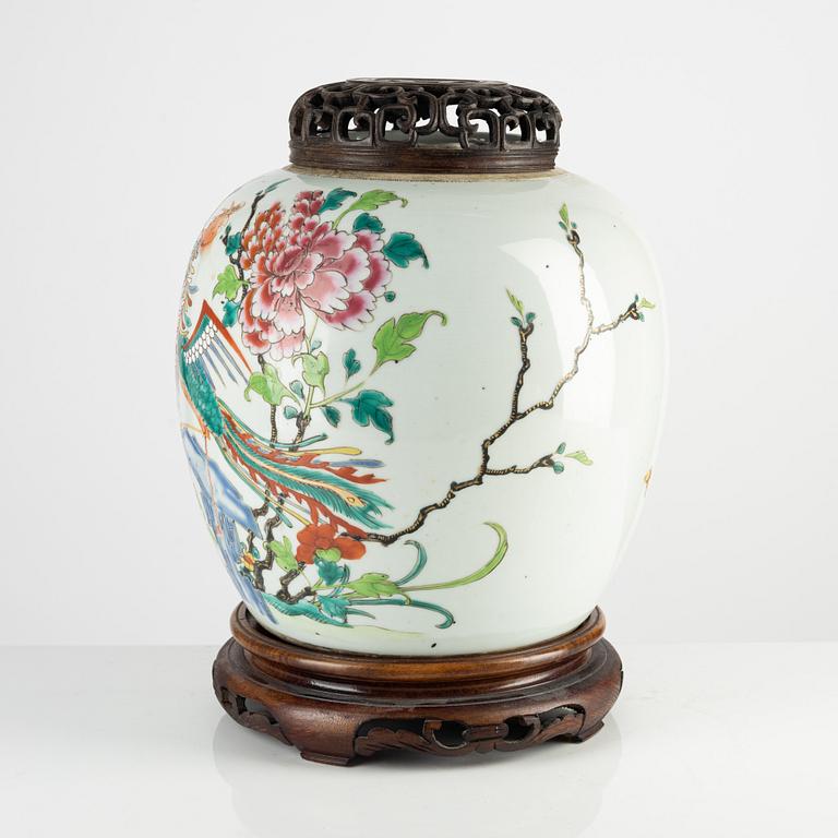 A Famille Rose porcelain ginger jar, China, Qing dynasty, 19th century.