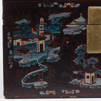 Two Chinese lacquered chests, Qing dynasty, 19th Century.