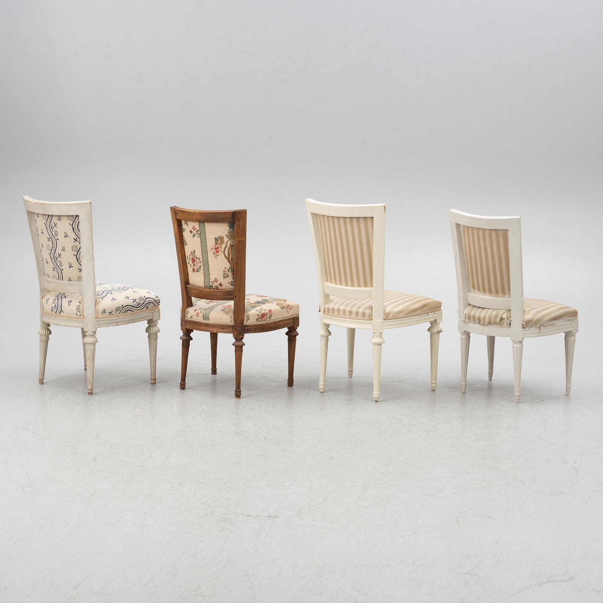 Ten late Gustavian chairs,