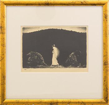 JOHN BAUER, litografi, signerad JB i trycket, ur sviten "Troll", 1915. Numrerad 10.