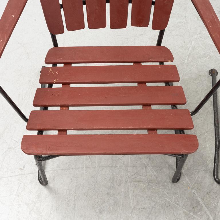 Four garden chairs, mid 20th century.