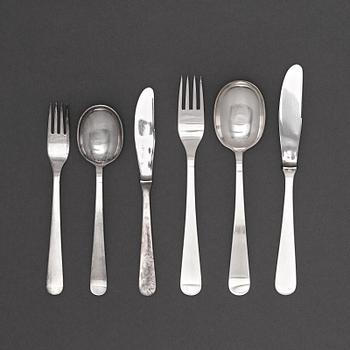 145. Wiwen Nilsson, a set of 57 pcs of sterling flatware, Lund, Sweden 1966.