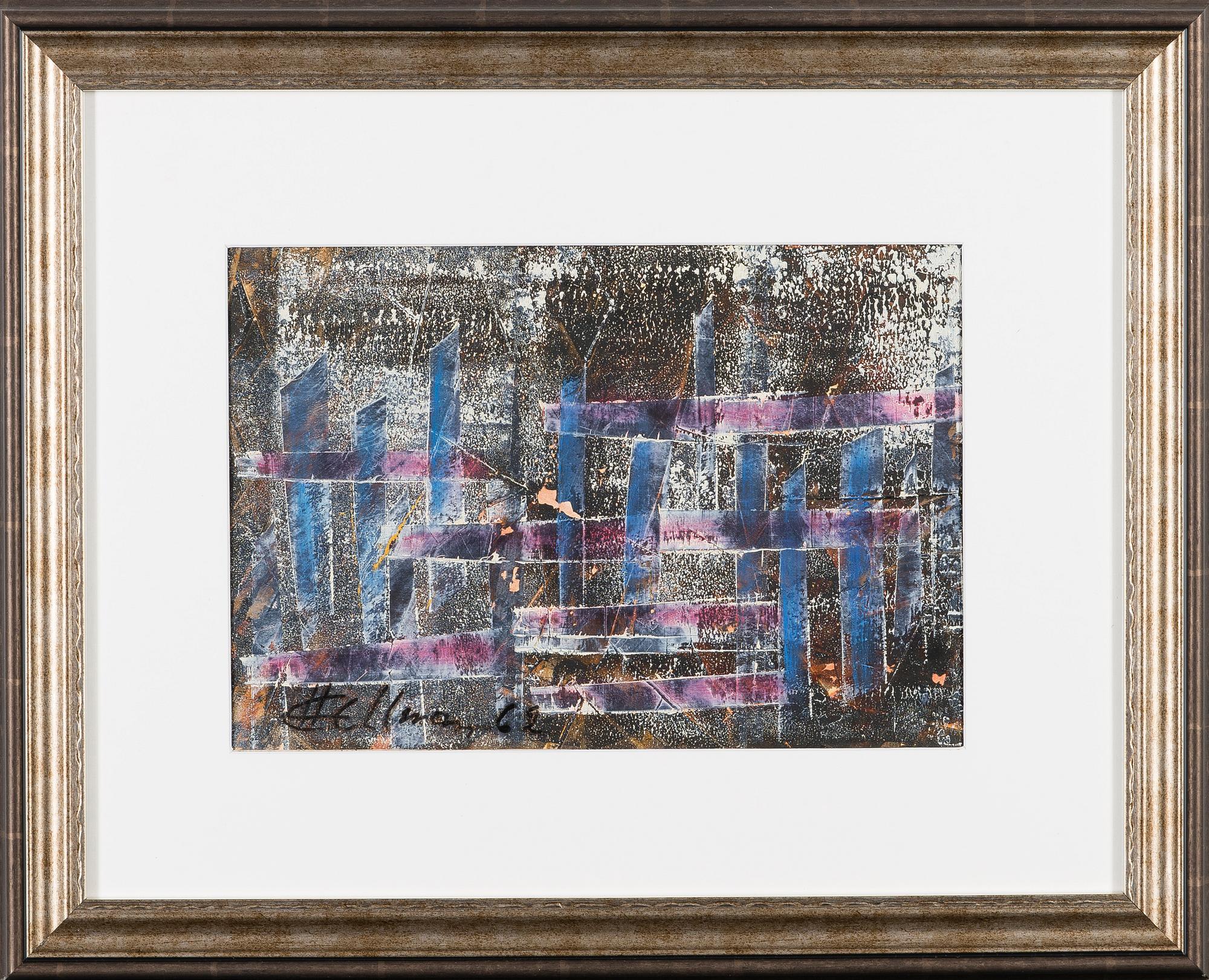 ERKKI HELLMAN, mixed media, signed an dated 62.