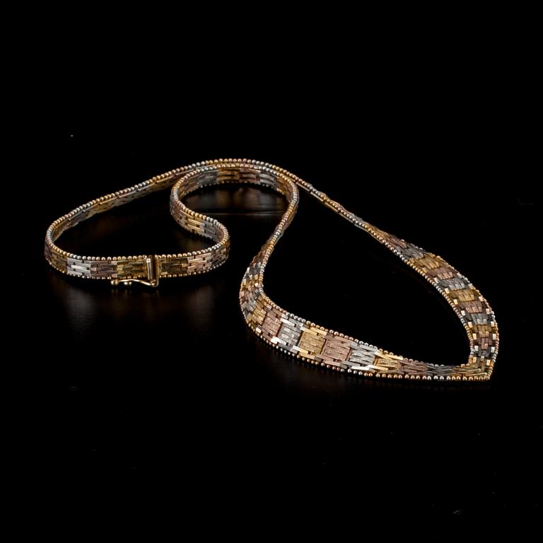 HALSSMYCKE, sterling silver. Förgyllt i 3 nyanser. Vikt 31 g.