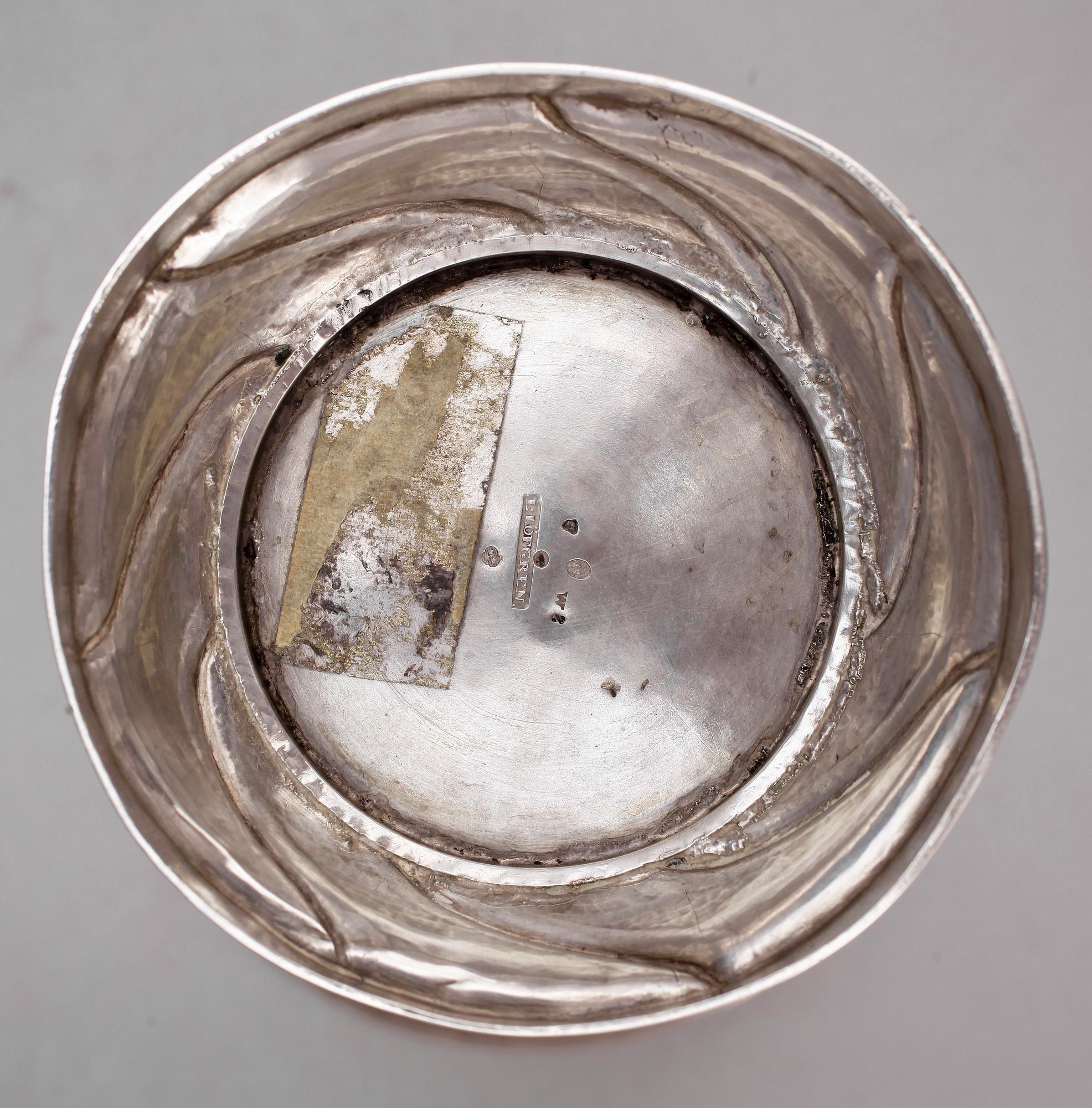 BÄGARE, silver, Lars Löfgren, Hudiksvall, verksam 1797-1854. Vikt ca 290 g.