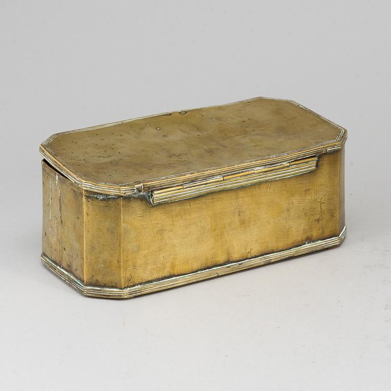 An 18th century brass box.