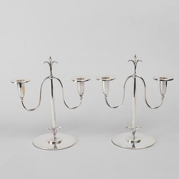 Elis Bergh, kandelabrar, ett par, nysilver, CG Hallberg, Stockholm.