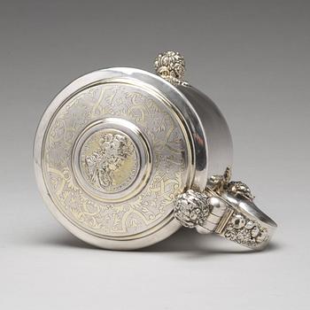 Michel Beck, dryckeskanna, silver, Stockholm (verksam -1630-1673). Barock.