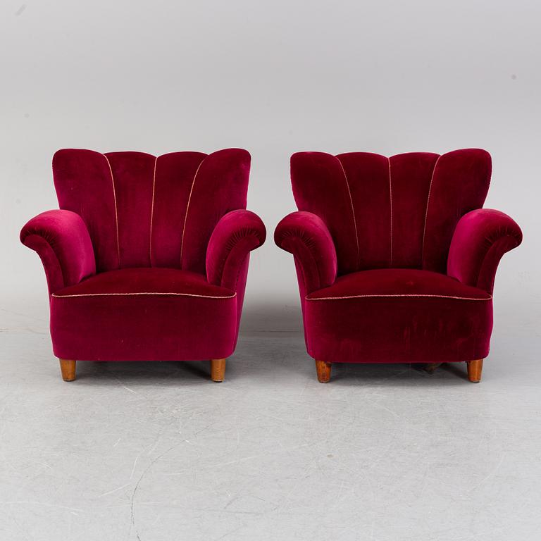 Fåtöljer ett par, Swedish modern, troligen 1940-tal.