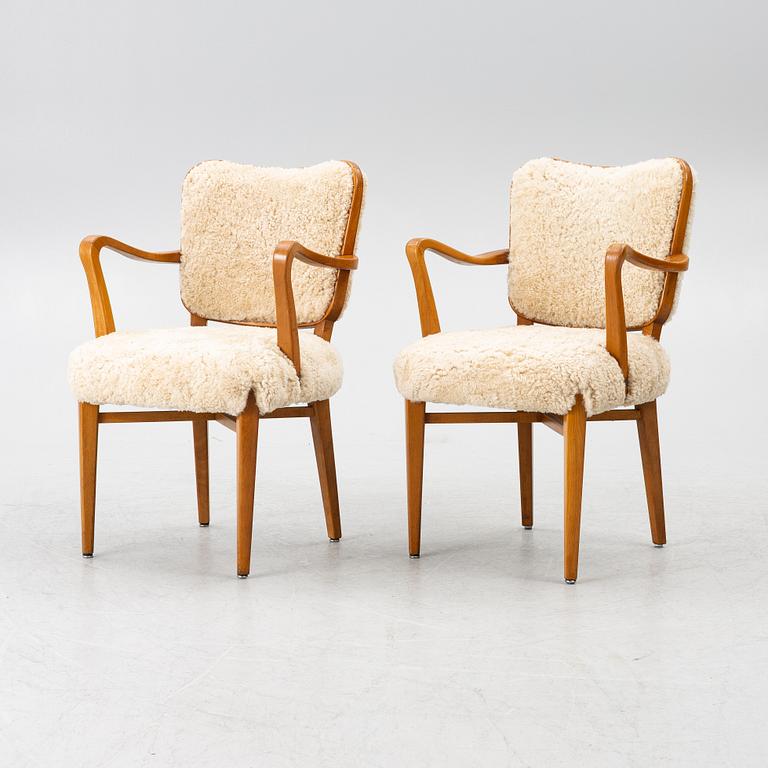 Karmstolar, ett par, Swedish Modern, Westberg, Tranås, 1940/50-tal.