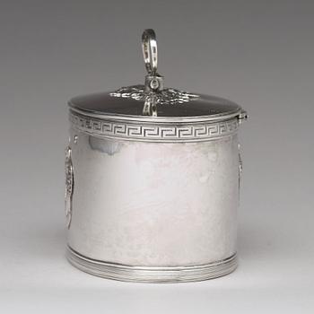 A Swedish 19th century silver sugar-casket, mark of Adolf Zethelius, Stockholm 1811.