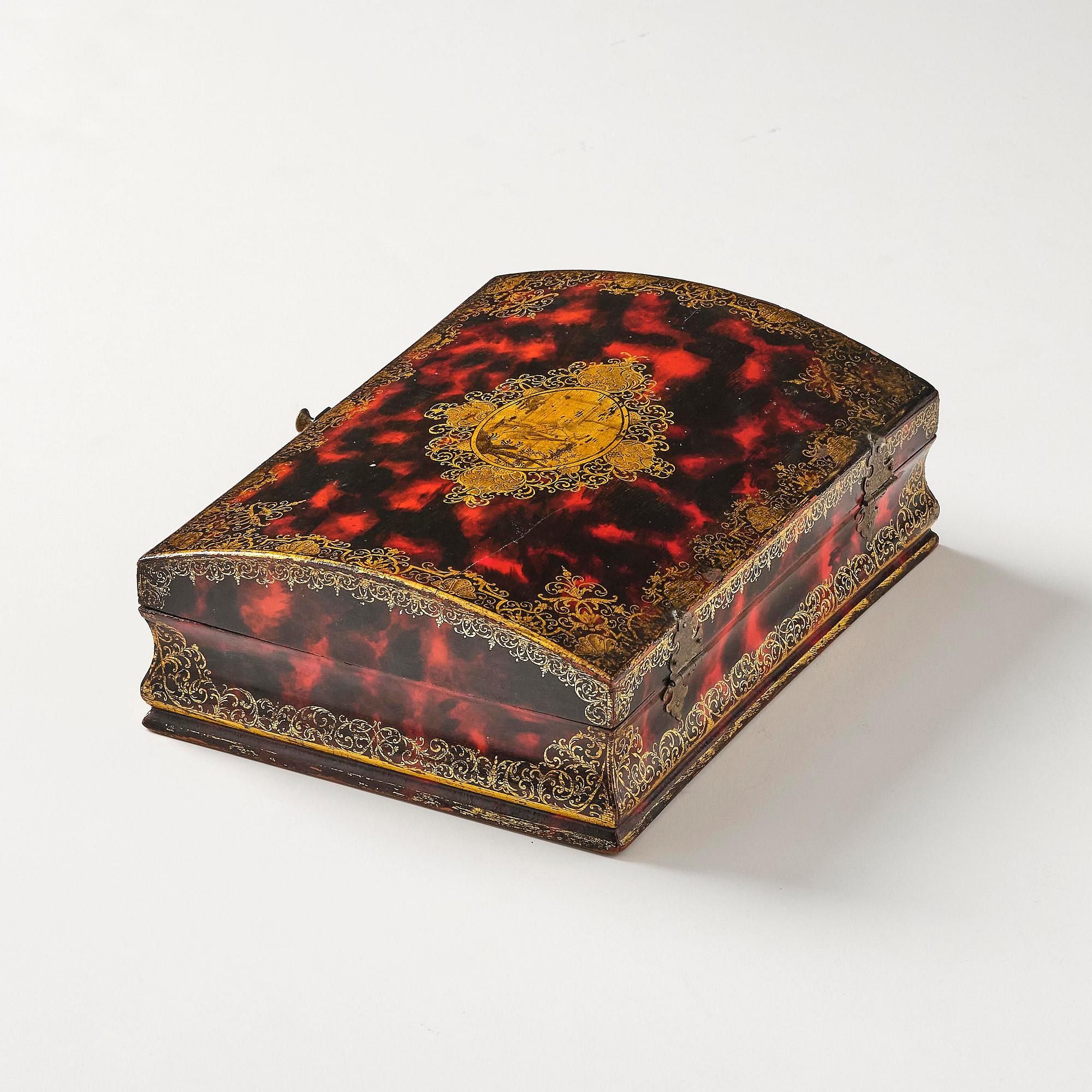 A late baroque faux-tortoise wig box, 18th century.