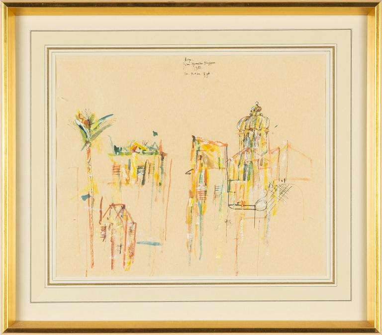 Madeleine Pyk, gouache, signed and dated Rom 1982.