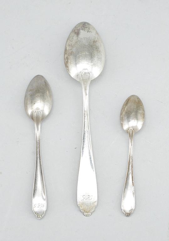 PARTI SKEDAR, silver, 24 delar, GAB, Stockholm, 1900-tal. Vikt ca 338 gram.