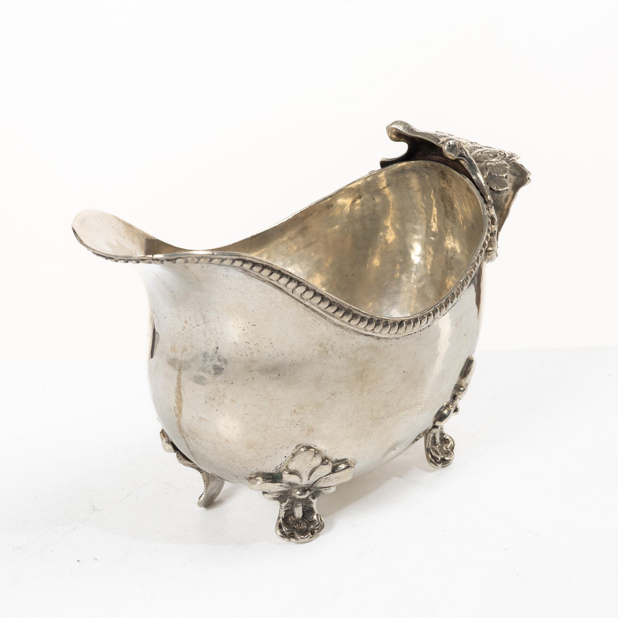 Sauce boat, silver, Rococo style, Swedish import mark, first half of the 20th century.