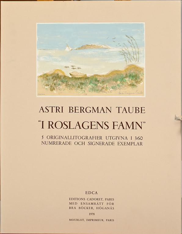 ASTRI BERGMAN-TAUBE, 5 blad. Mapp. "I Roslagens famn" sign o numr 272/360.