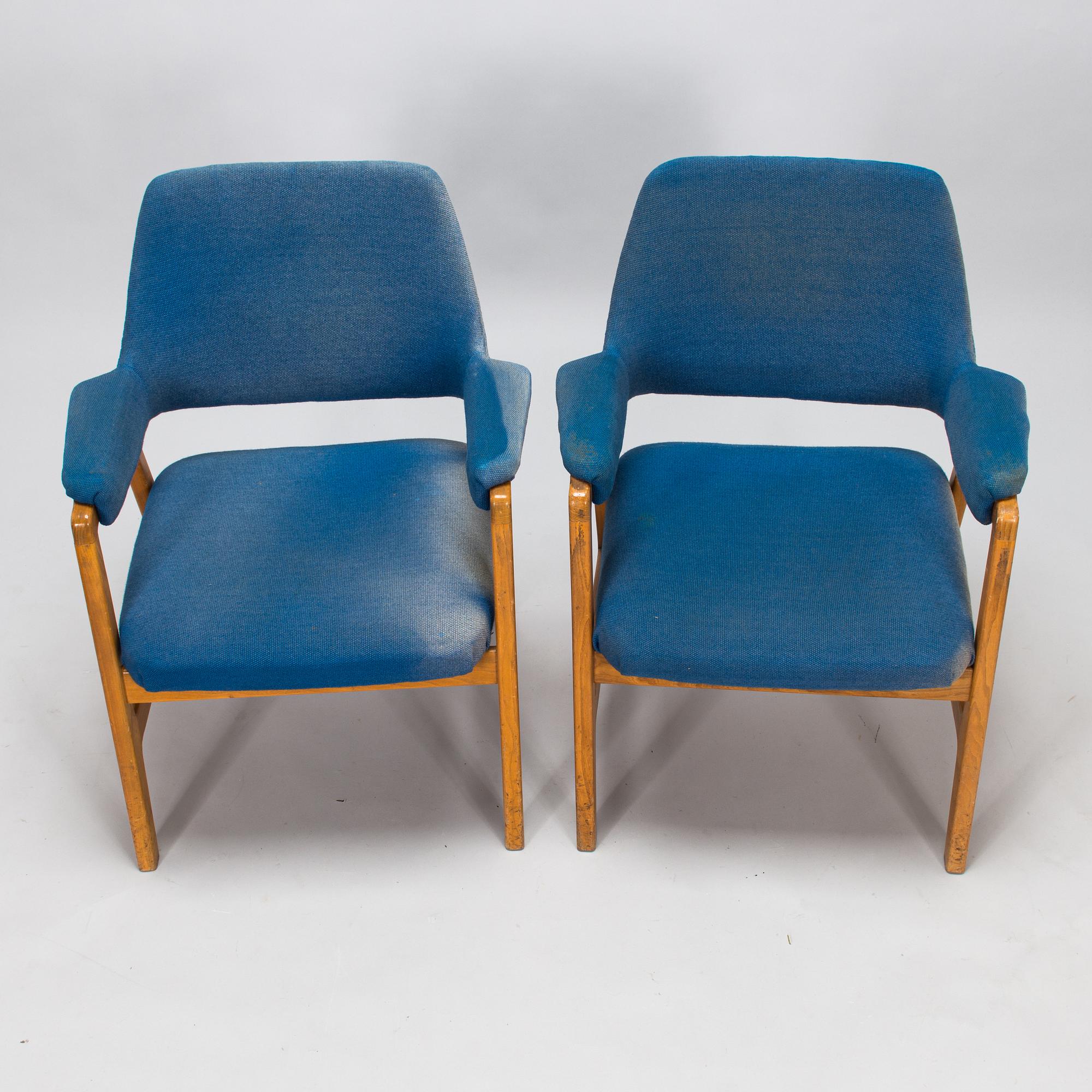 Two armchairs probably by Lasse Ollinkari for Aarne Ervi Architect's office manufacturer Haimi 1952.