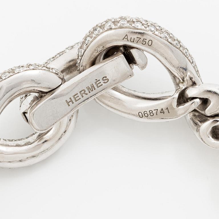 Hermès a bracelet 18K white gold with round brilliant-cut diamonds.