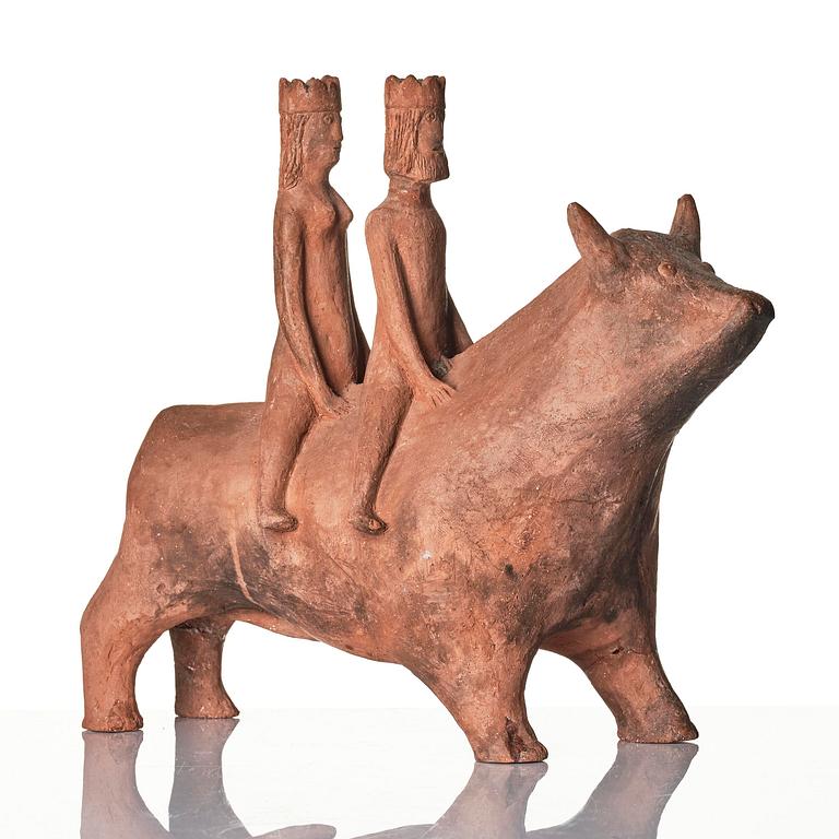 Helga Henschen, "Bröllopsresan", skulptur, terrakotta, egen studio 1950-60-tal.