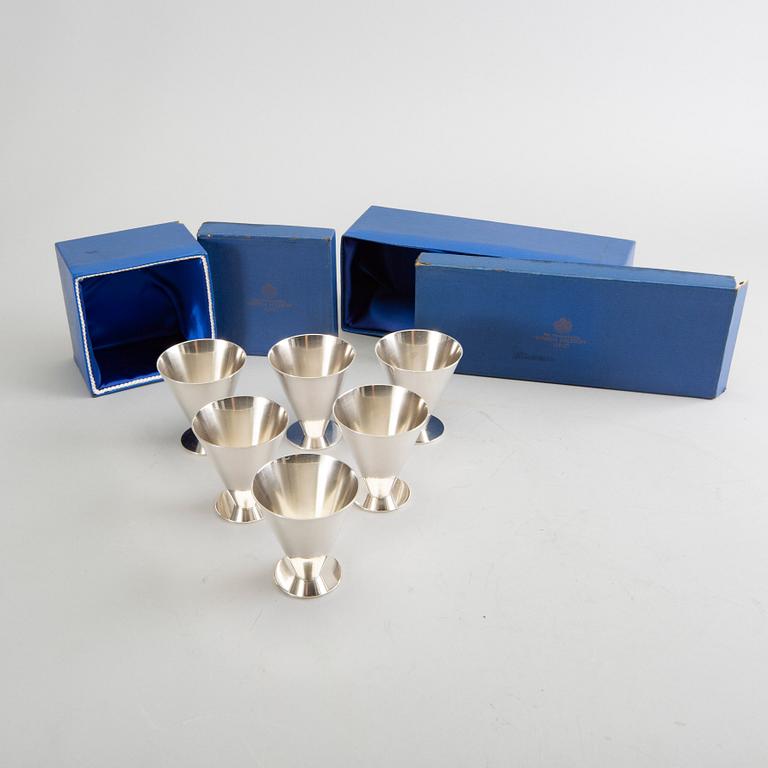 Wiwen Nilsson, six silver cocktail cups, Lund 1974.