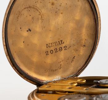 Pocket watch, 14K gold, with stand, 33 mm.