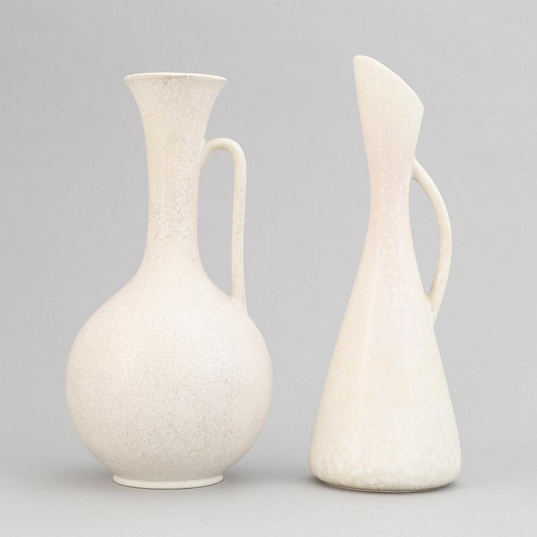 Gunnar Nylund, a set of three stoneware jugs and a vase for Rörstrand, 1950's/60's.