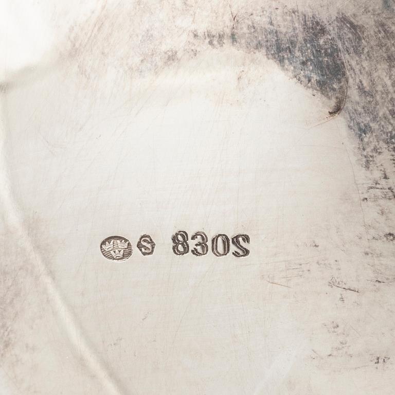 Kaffeservis, 3 delar, silver, möjligtvis Norge, med svenska importstämplar 1900-talets mitt.