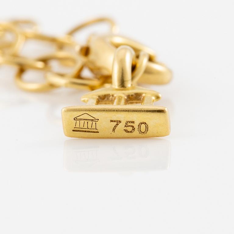 Pendant with chain in 18K gold featuring rock crystal and round brilliant-cut diamonds, Temple St Clair.