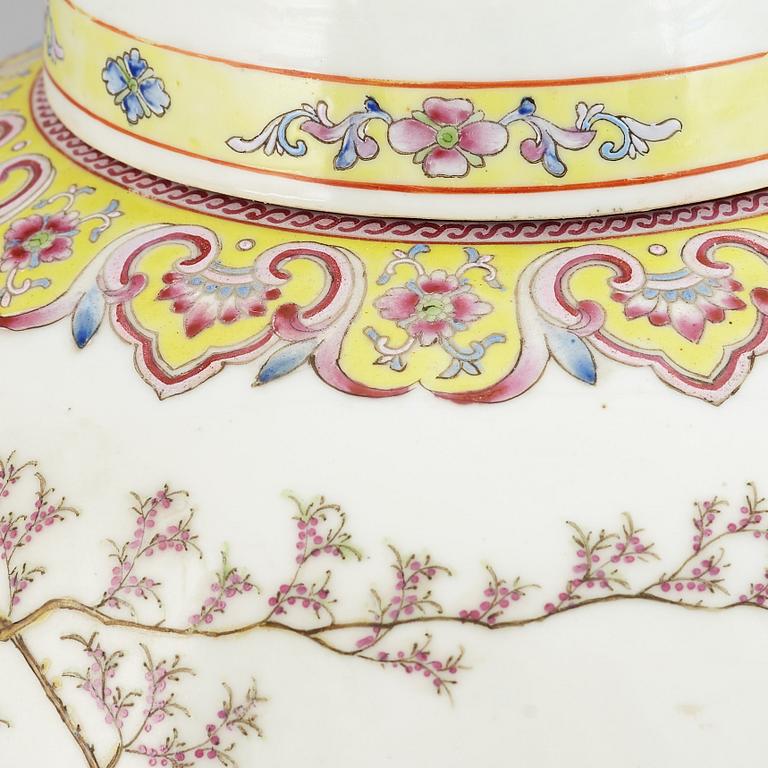 A famille rose jar with cover, China, Republic style, 20th Century.