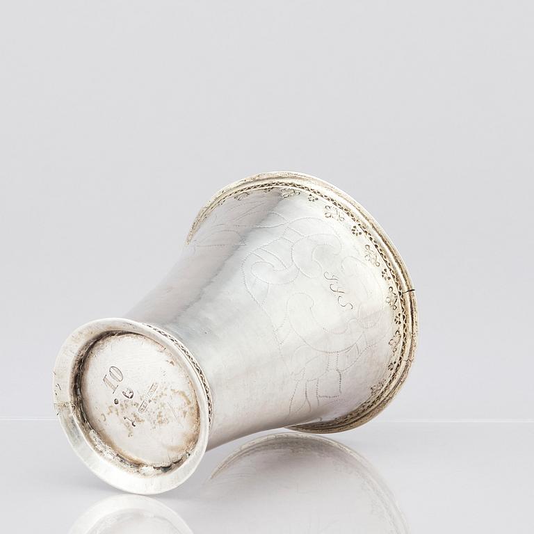 A Swedish 18th Century silver beaker, marks of Johan Steinfort, Stockholm 1758.