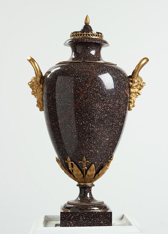 A late Gustavian circa 1800 porphyry and ormolu Vase by Court bronze chaser and gilder F.L. Rung (1758-1837) not signed.