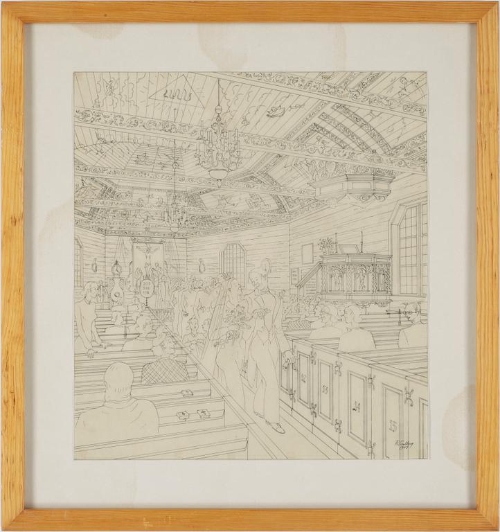 RUDOLF CARLBORG, 9 st, tuschteckningar, sign.