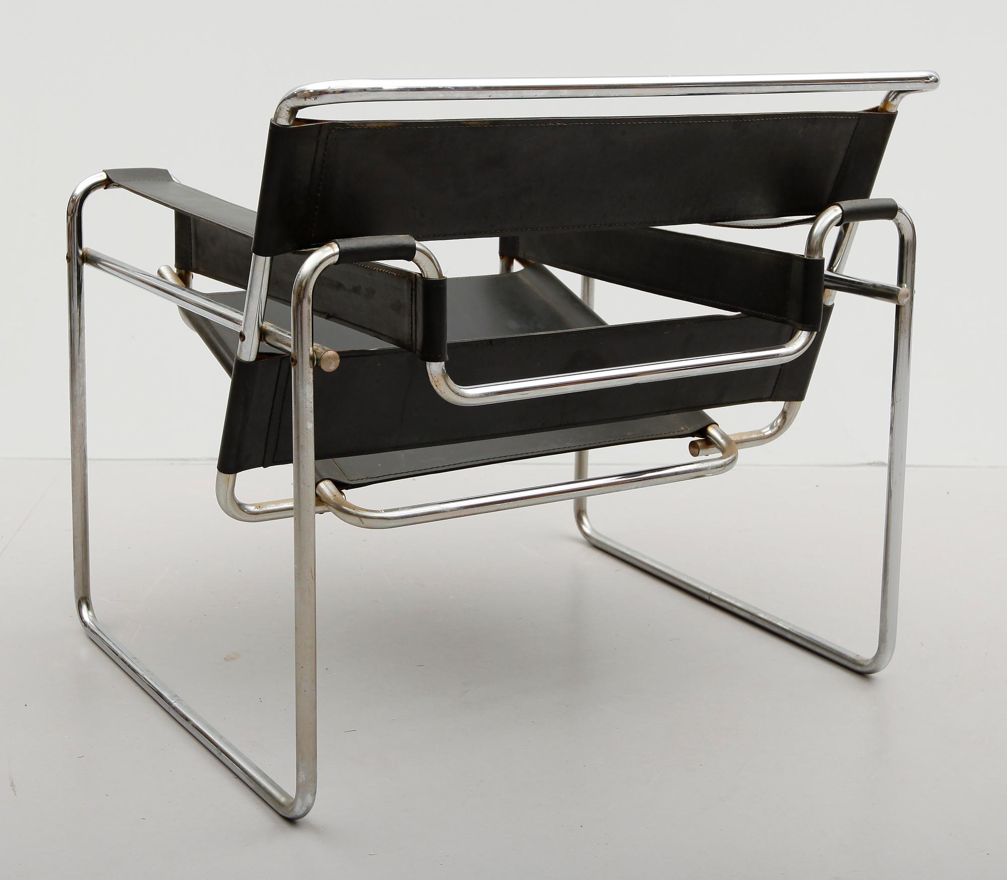 FÅTÖLJ, efter Marcel Breuer, "Wassily", 1900-talets andra hälft.