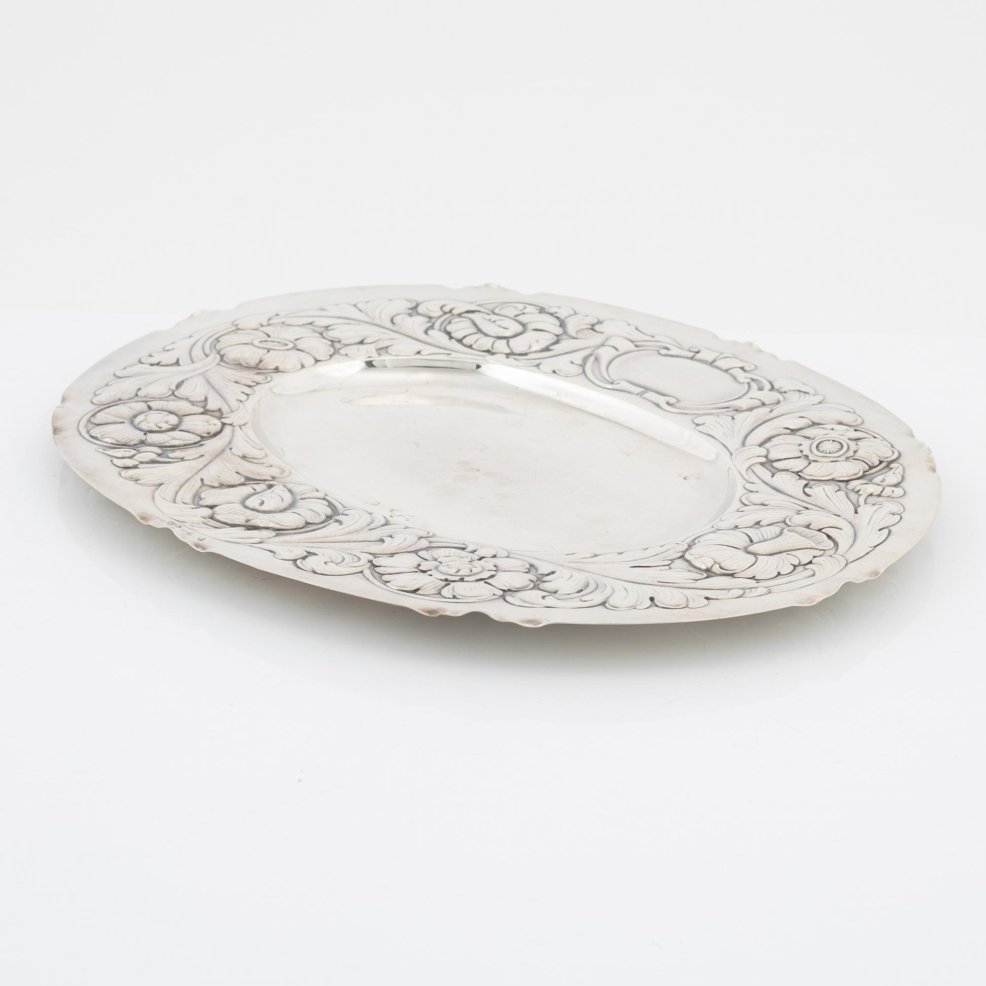 Presenterfat, silver, barockstil, GAB, Stockholm 1951.