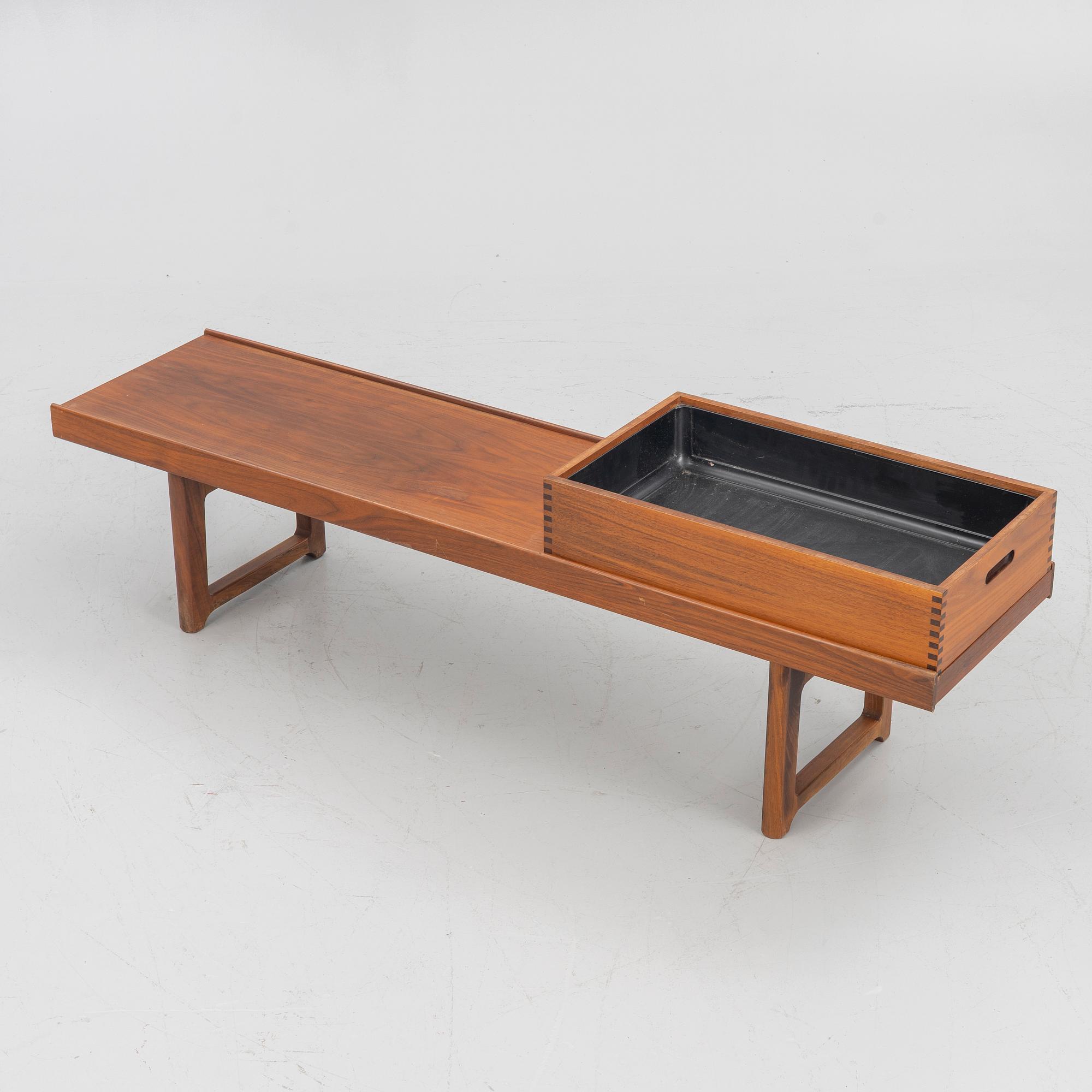 Torbjørn Afdal, 'Krobo' bench with plant stand, Bruksbo, Mellemstrand, Norway, second half of the 20th century.