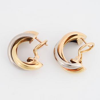 CARTIER, A pair of 'Trinity' 18K gold earrings.