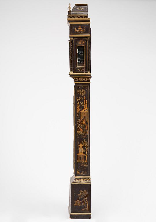 A George II japanned musical longcase clock by William Barrow (watchmaker in London 1700-36).