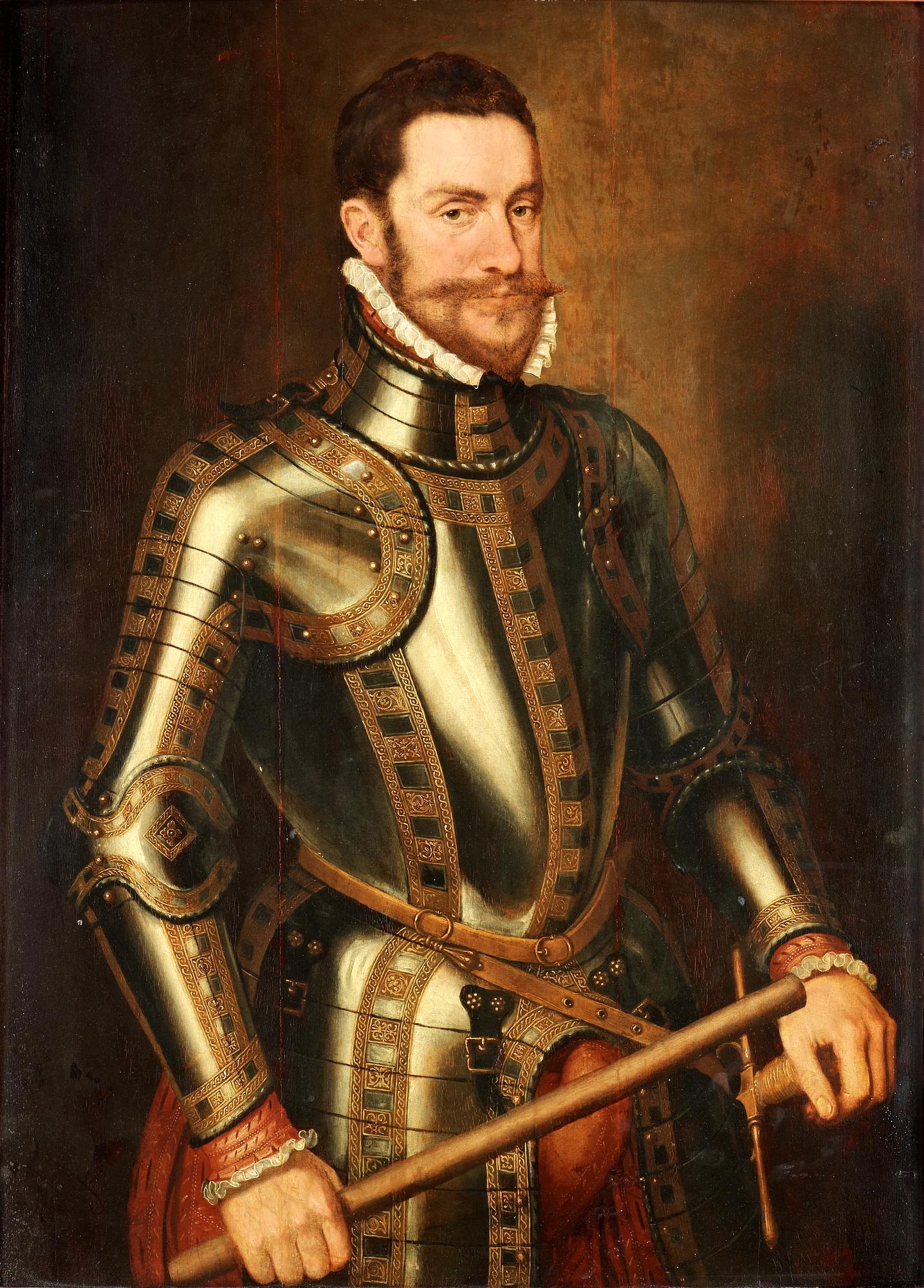 Pieter Jansz. Porbus Circle of, Renaissance gentleman in armor.