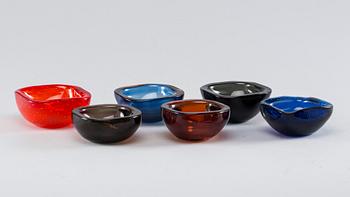 A SET OF SIX CENEDESE GLASS BOWLS, later part of the 20th century.