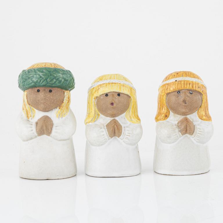 A Lisa Larson seven pieces, stoneware Gustavsberg, Sweden.