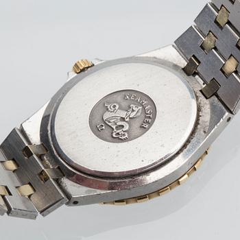 HERRARMBANDSUR, guld på stål, Omega Seamaster, ca 90-tal.