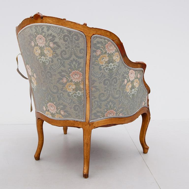 FÅTÖLJ, rokokostil, 1900-talets mitt.