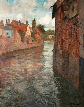 202. Frits Thaulow, Gamla hus vid Somme i Abbéville.