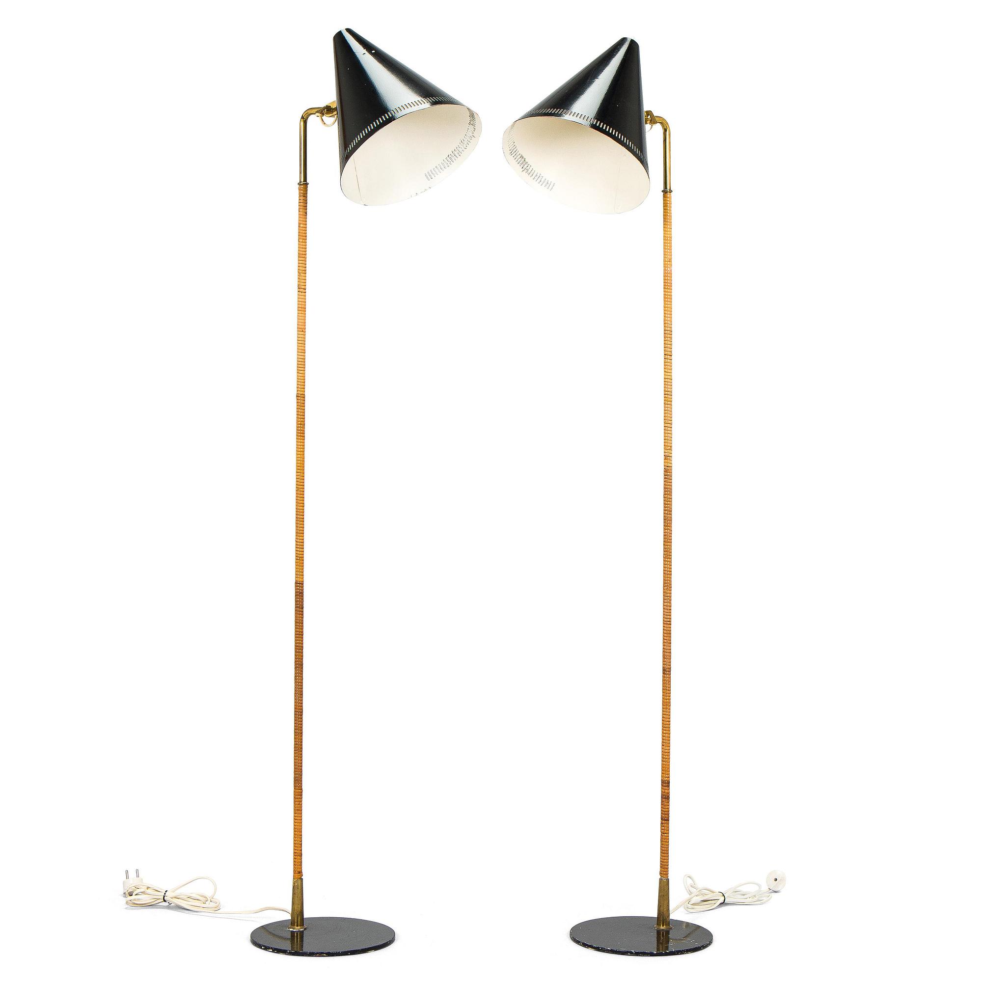 Paavo Tynell, a pair of mid-20th century K10-10 floor lamps for Taito Finland.