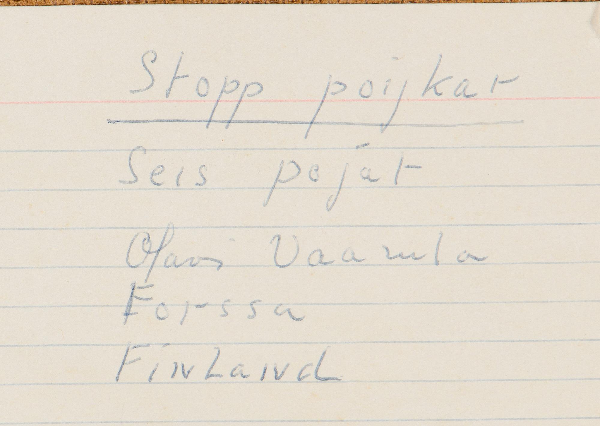 Olavi Vaarula, "Stopp pojkar".