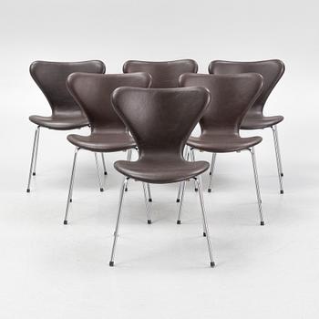 Arne Jacobsen, stolar, 6 st, "Sjuan". Fritz Hansen, Danmark.