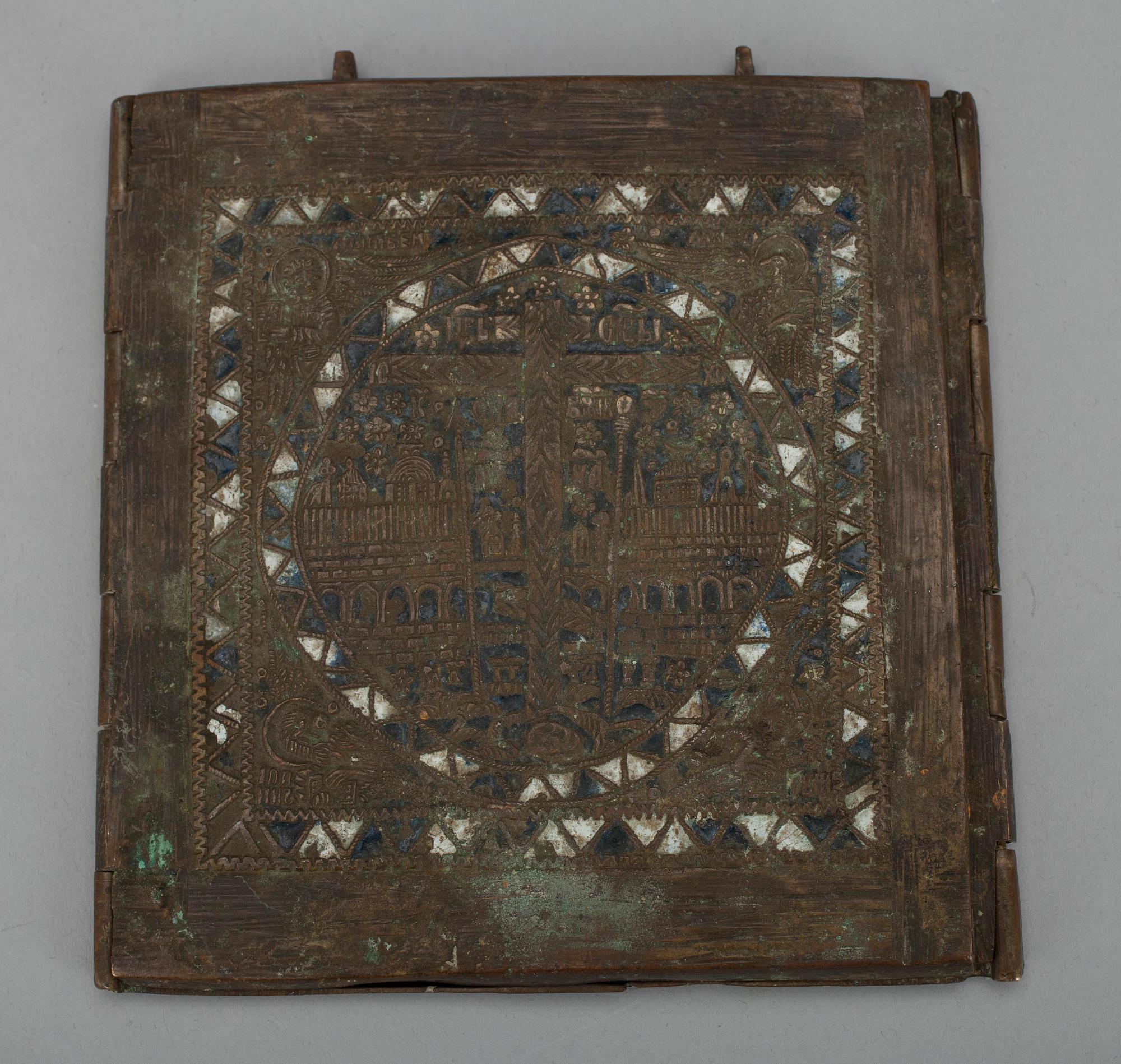 IKON, delvis emaljerad brons, Ryssland, 1800-tal.